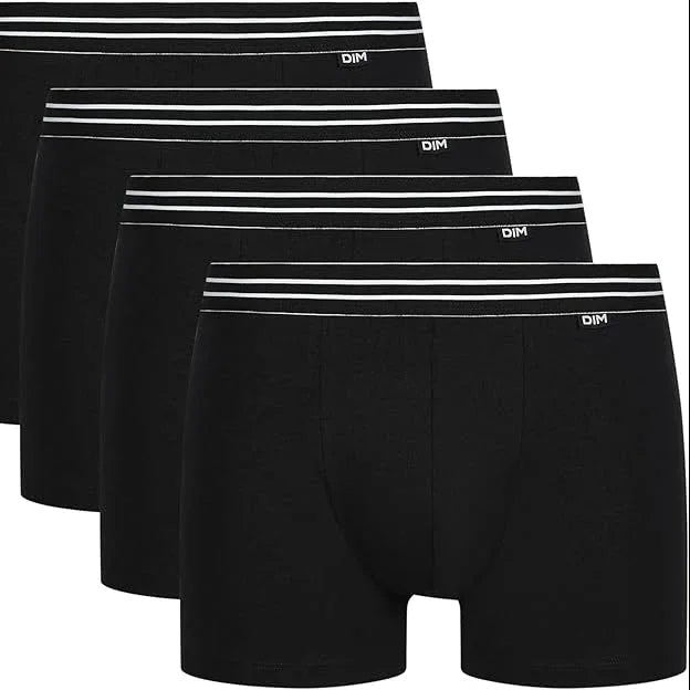 DIM Men's Stretch Cotton Boxer Shorts Pack of Four Black boxers - Gomix Brands Outlet